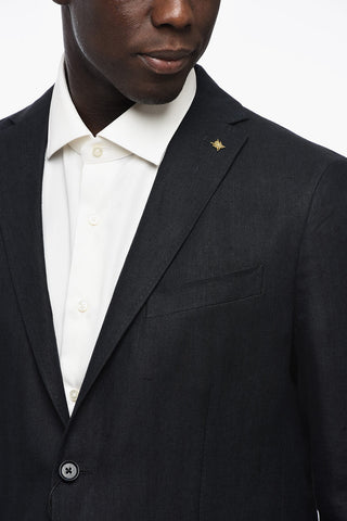 CC COLLECTION Linen Half-lined Blazer with Welt Pockets