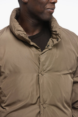 Solid Color Down Jacket with Front Buttoning