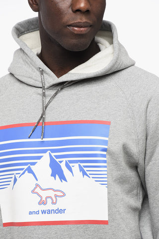MAISON KITSUNE' Fleeced Cotton Hoodie with Frontal Print