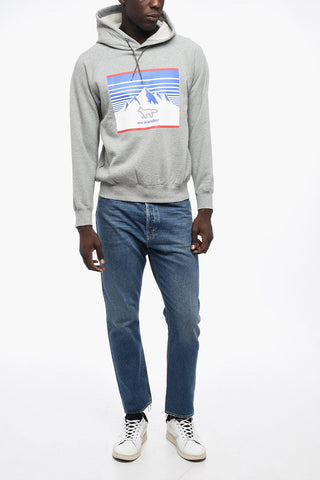 MAISON KITSUNE' Fleeced Cotton Hoodie with Frontal Print