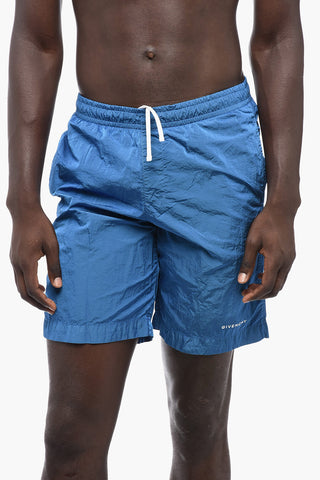 Nylon Swim Shorts with Embroidered Logo 