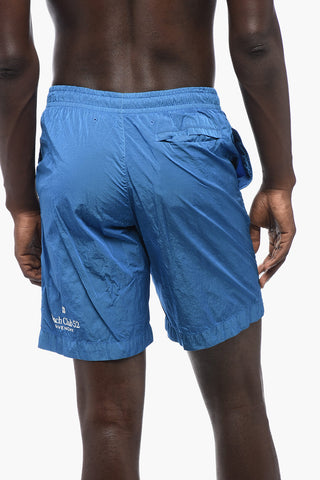 Nylon Swim Shorts with Embroidered Logo 