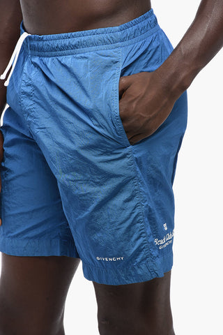 Nylon Swim Shorts with Embroidered Logo 