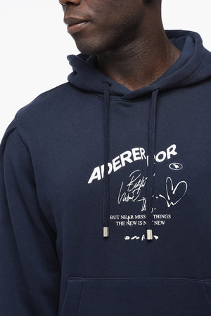 BLUE MARK Brushed-Cotton Hoodie with Embroidered Logo