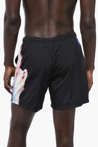 Costume da Bagno Boxer in Nylon Effetto Solarizzato