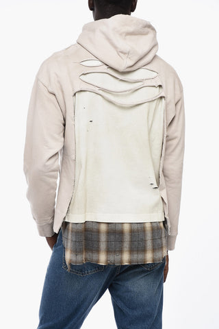 Distressed Cotton Hoodie with Double Layer