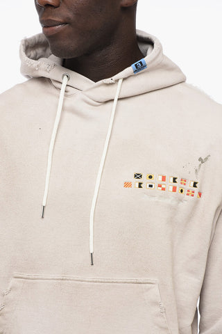 Distressed Cotton Hoodie with Double Layer