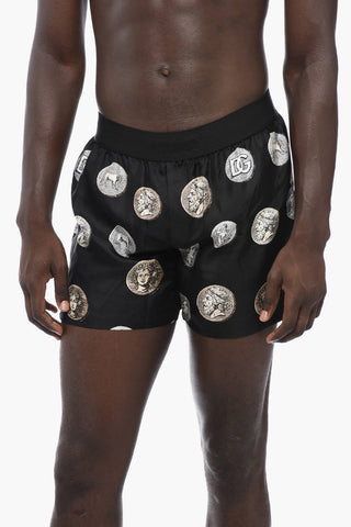 UNDERWEAR Boxer in Seta a Fantasia con Banda Elastica Logata