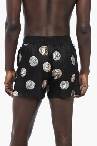 UNDERWEAR Boxer in Seta a Fantasia con Banda Elastica Logata