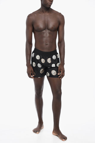 UNDERWEAR Boxer in Seta a Fantasia con Banda Elastica Logata