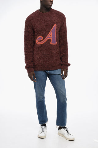 Bouclè Crew-neck Sweater with Contrasting Detail