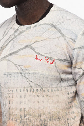 Printed Wool Blend Crew-Neck Sweater