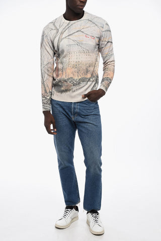 Printed Wool Blend Crew-Neck Sweater