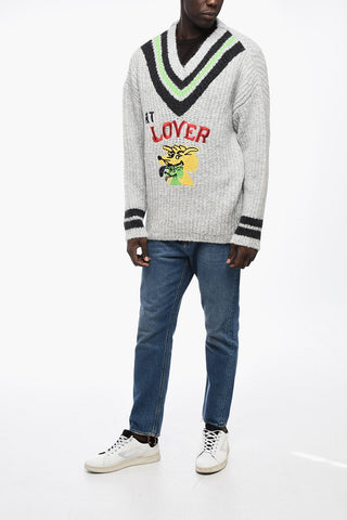 Oversized Sweater with v-Neck