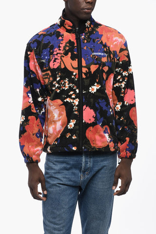 Patterned Fleece Sweatshirt with Zip Closure