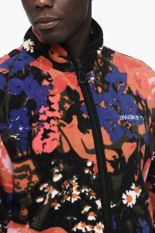 Patterned Fleece Sweatshirt with Zip Closure