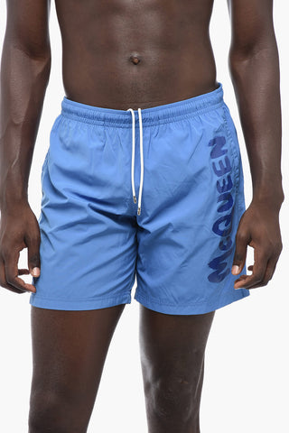 Nylon Swim Shorts with Printed Logo
