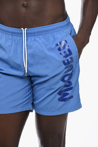 Nylon Swim Shorts with Printed Logo
