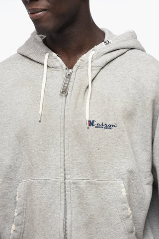 MAISON Cotton Hoodie with Zip Closure