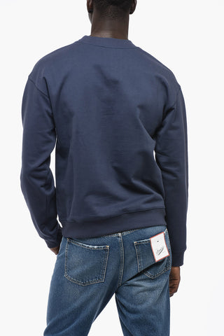 Solid Color Brushed Cotton Crew-neck Sweatshirt