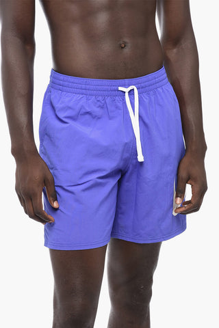 Nylon Boxer Swim Shorts with Printed Logo