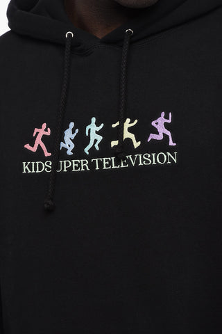 Felpa Hoodie in Cotone Felpato con Ricamo