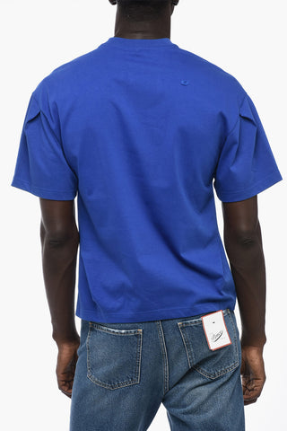 Solid Color Crew-neck T-Shirt with Embroidered Logo