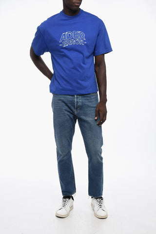 Solid Color Crew-neck T-Shirt with Embroidered Logo