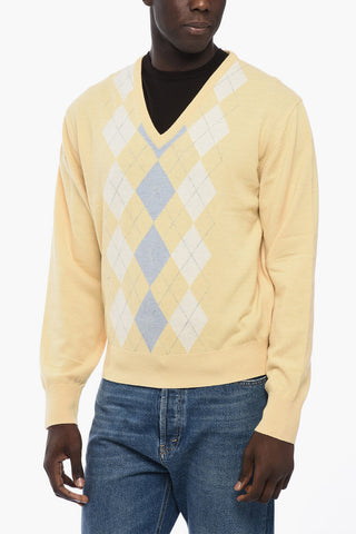 Maglia Motivo Argyle con Scollo a V