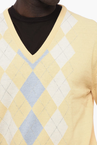 Maglia Motivo Argyle con Scollo a V