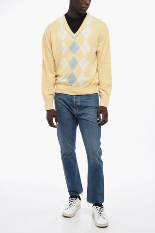 Maglia Motivo Argyle con Scollo a V