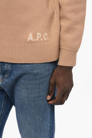 Virgin Wool Turtleneck Sweater with Rib Edges