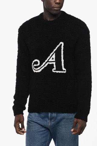 Bouclè Crew-neck Sweater with Contrasting Detail