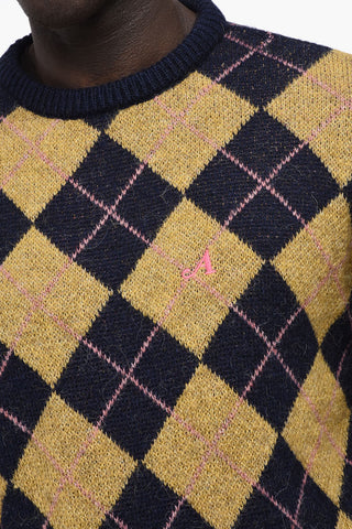 Argyle Motif Crew-neck Sweater