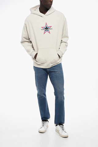 Fleeced Cotton Hoodie with Printed Logo