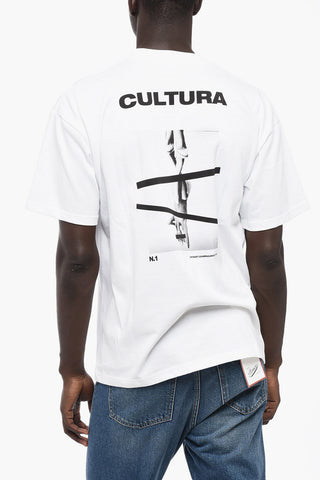 T-shirt Girocollo in Cotone con Stampa Sul Retro 
