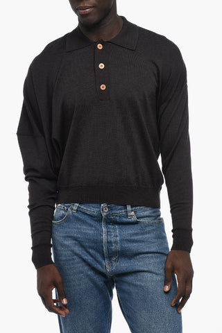 Virgin Wool Sweater with Polo Neck