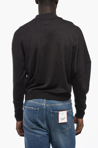 Virgin Wool Sweater with Polo Neck