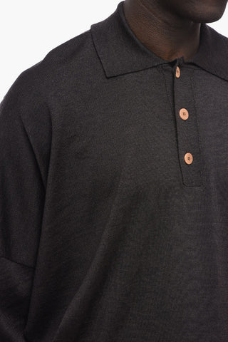 Virgin Wool Sweater with Polo Neck