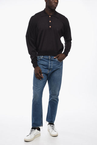 Virgin Wool Sweater with Polo Neck