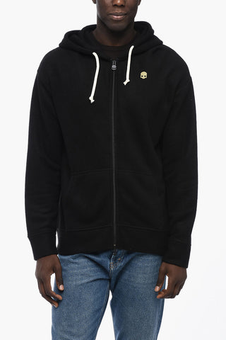 Solid Color SKULL FZ Sweatshirt with Zip Closure