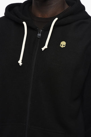 Solid Color SKULL FZ Sweatshirt with Zip Closure