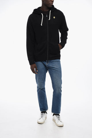 Solid Color SKULL FZ Sweatshirt with Zip Closure