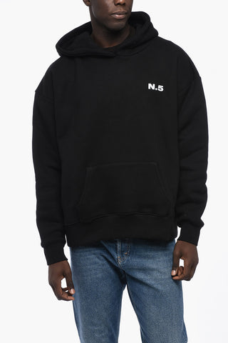 Felpa Hoodie in Cotone Felpato a Tinta Unita