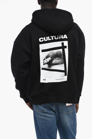 Felpa Hoodie in Cotone Felpato a Tinta Unita