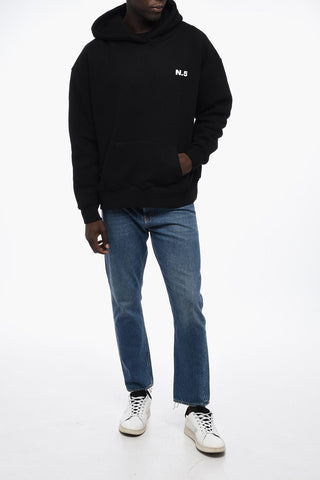 Felpa Hoodie in Cotone Felpato a Tinta Unita