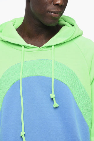 Felpa Hoodie Bicolore in Cotone Garzato