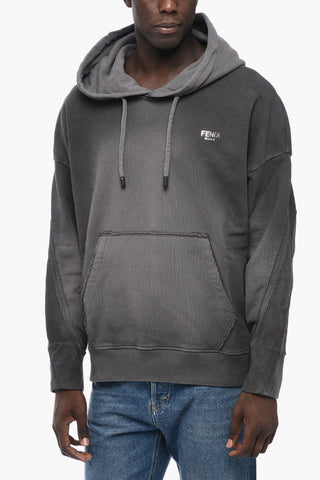 Vintage Wash Cotton Hoodie with Raw-cut Details
