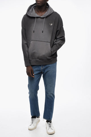 Vintage Wash Cotton Hoodie with Raw-cut Details