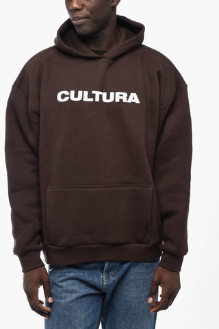 Felpa Hoodie in cotone Felpato con Logo a Contrasto